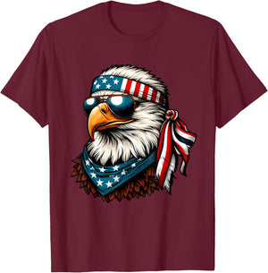 Eagle Mullet Patriotic 4th of July Patriot USA American Flag T-Shirt - T-Shirt | Maroon