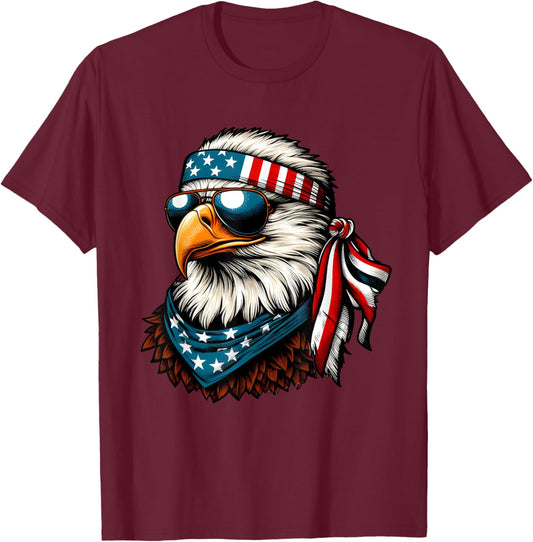 Eagle Mullet Patriotic 4th of July Patriot USA American Flag T-Shirt - T-Shirt | Maroon