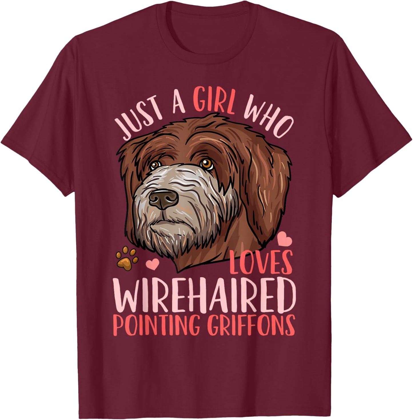 Wirehaired Pointing Griffon T-Shirt - T-Shirt | Maroon