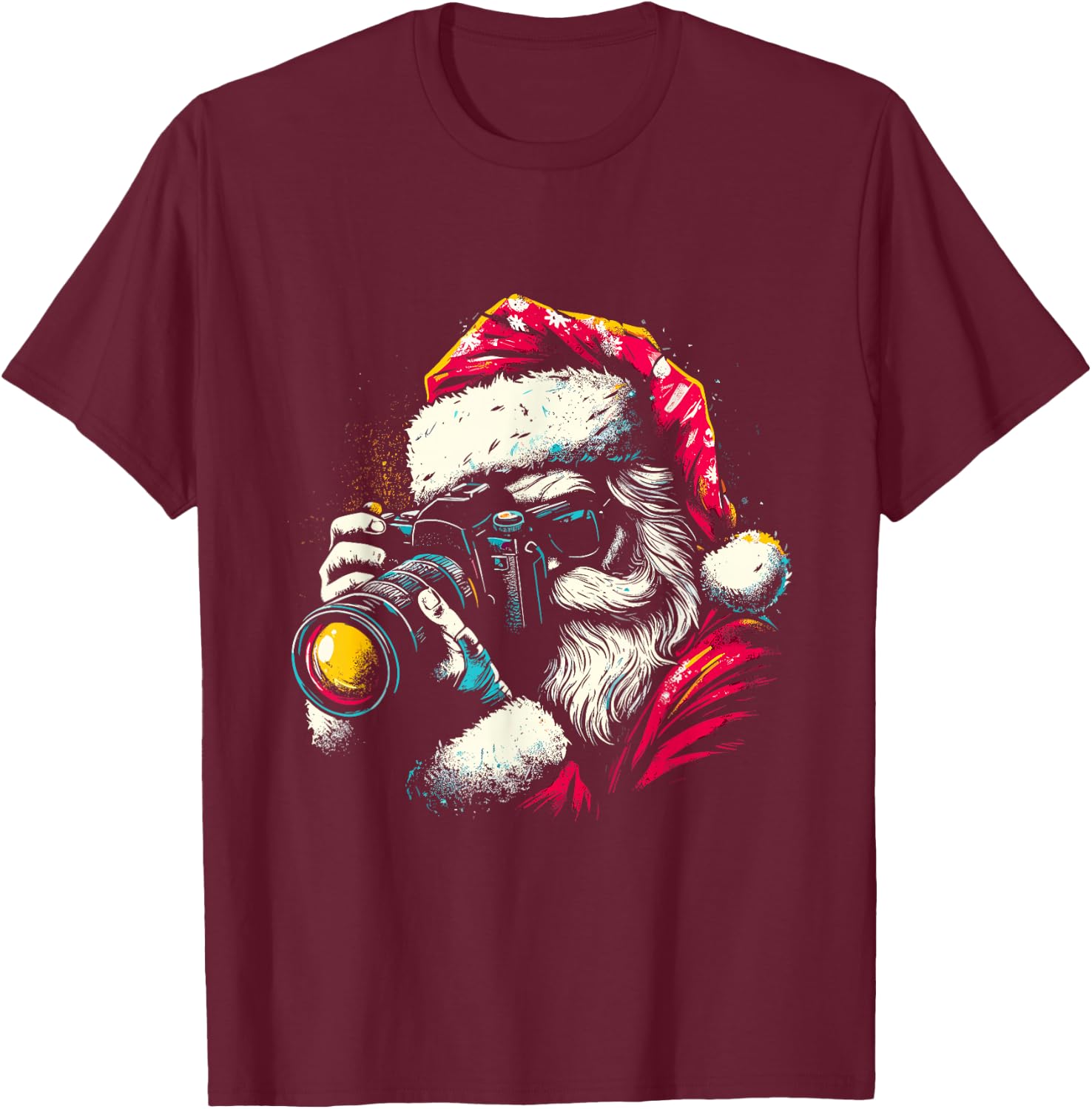 Santa Claus Photographer - Vintage Christmas Costume Lover T-Shirt - T-Shirt | Maroon