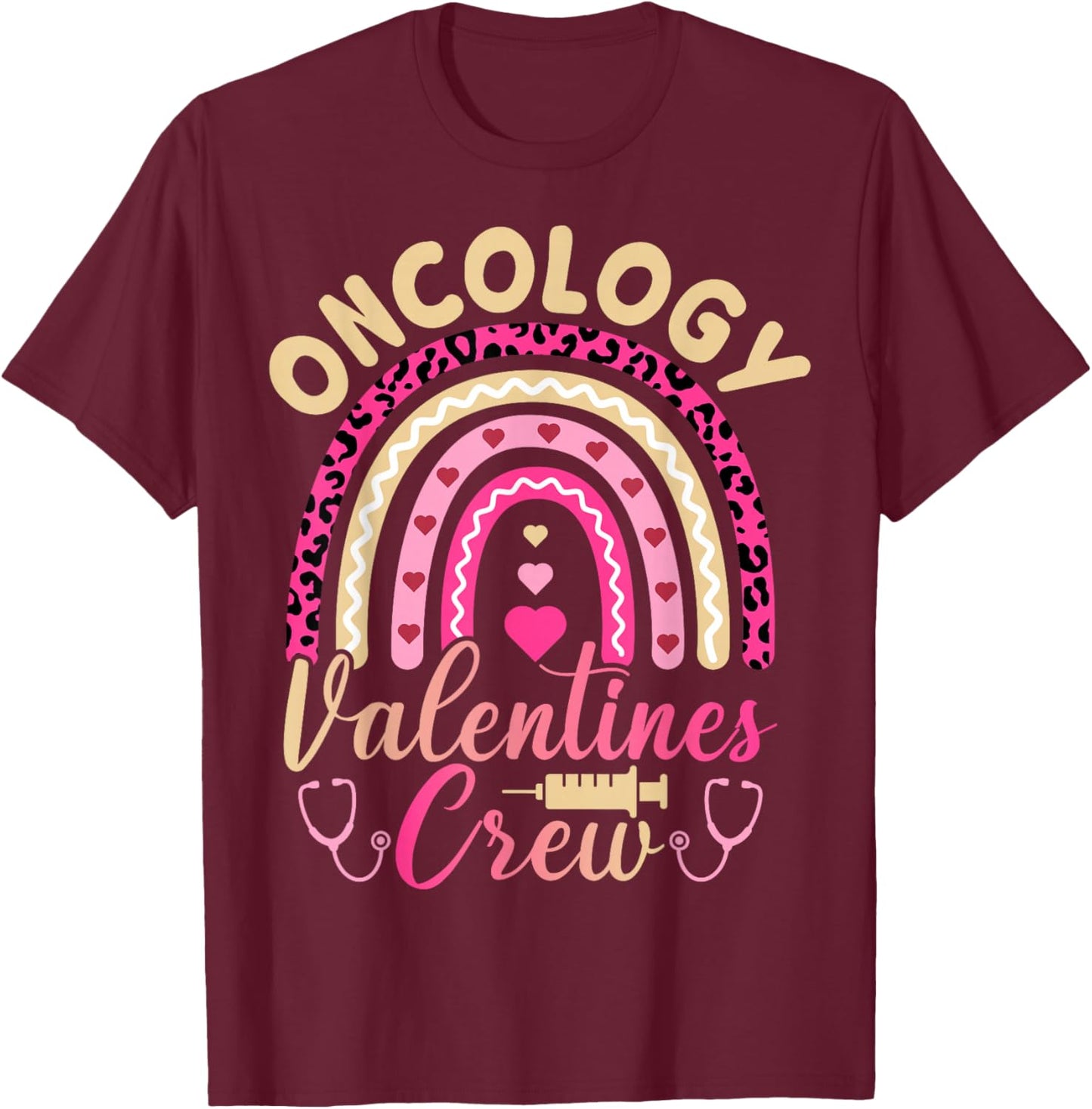 Oncology Valentines Crew - Oncology Nurse Valentine's Day T-Shirt - T-Shirt | Maroon
