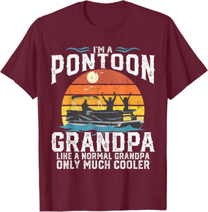 Pontoon Grandpa Captain Retro Funny Boating Fathers Day Gift T-Shirt - T-Shirt | Maroon