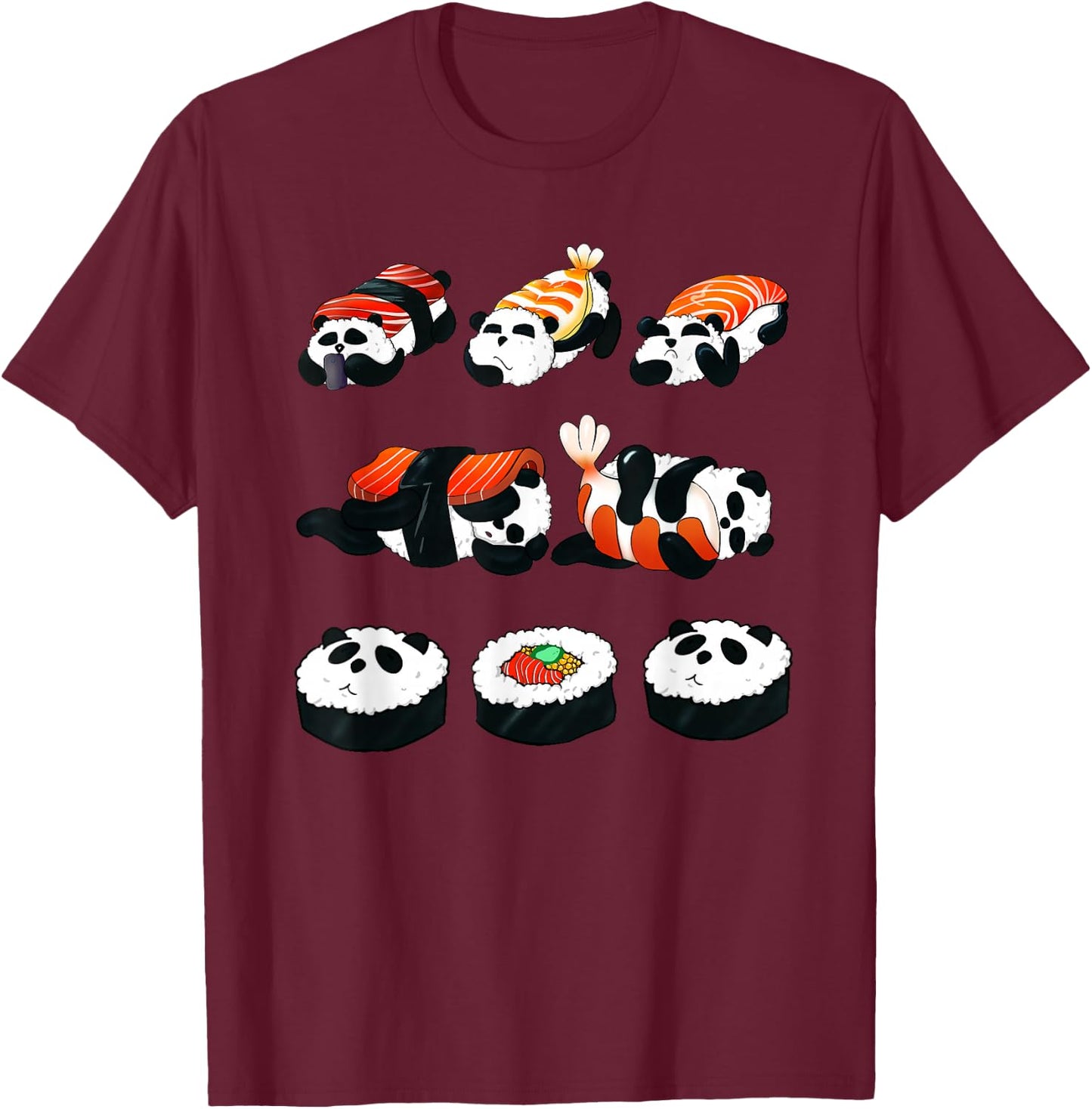 Panda Sushi Hug Animal Maki Lover Funny Cute Food Gift T-Shirt - T-Shirt | Maroon