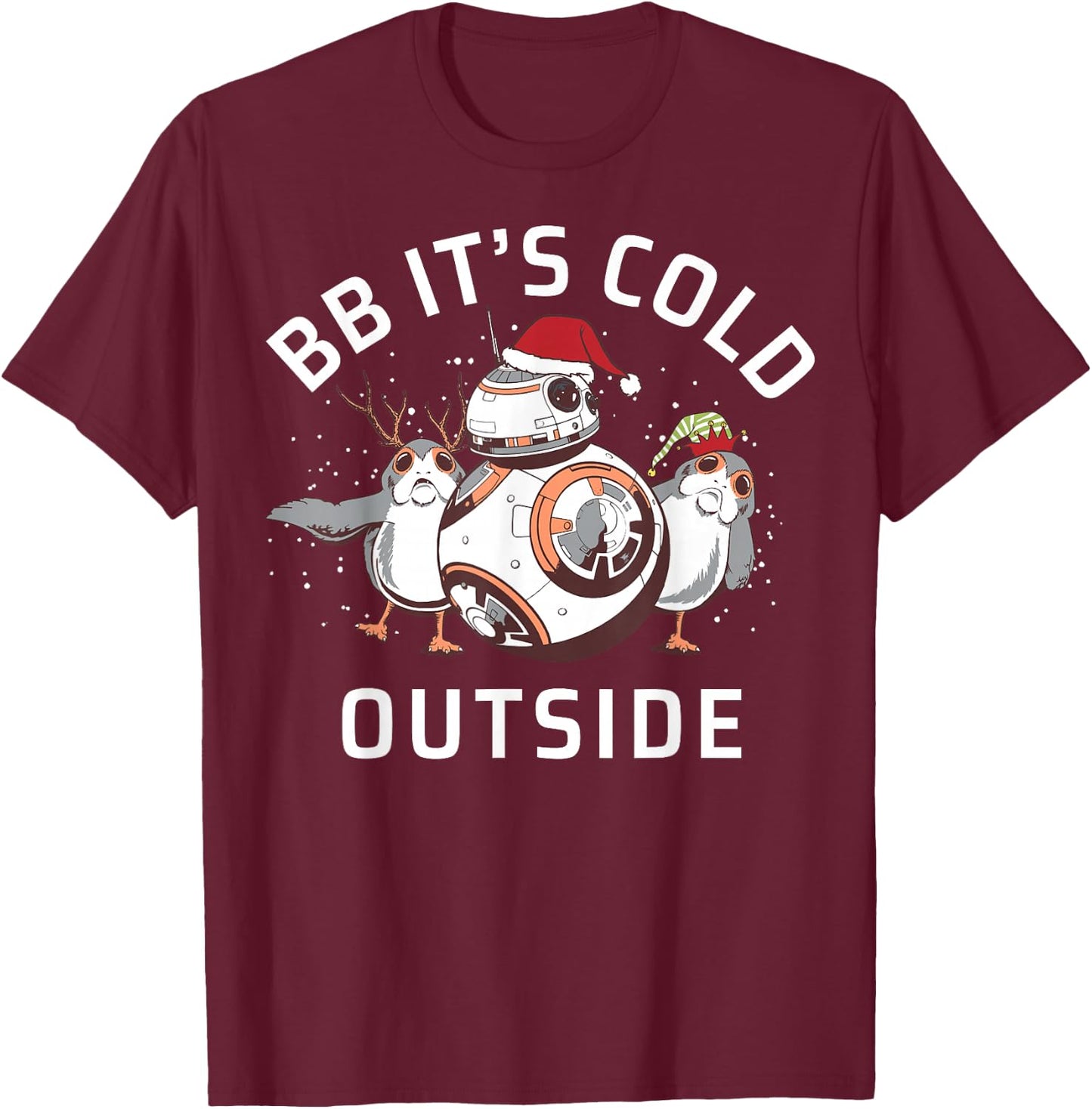 Star Wars Christmas BB It's Cold Outside T-Shirt - T-Shirt | Maroon