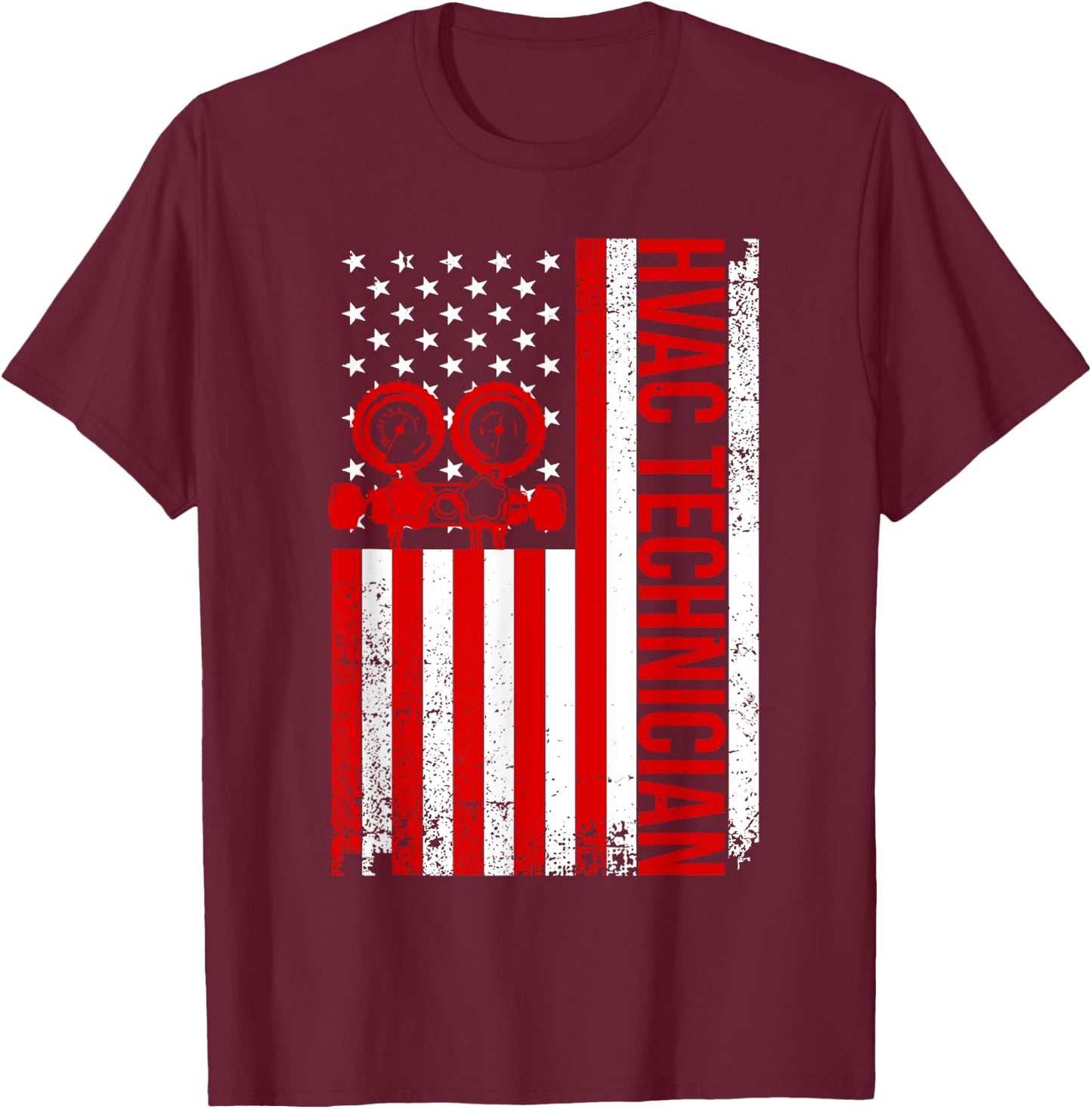 US HVAC Technician Gift USA Repairman Men Fourth Of July T-Shirt - T-Shirt | Maroon
