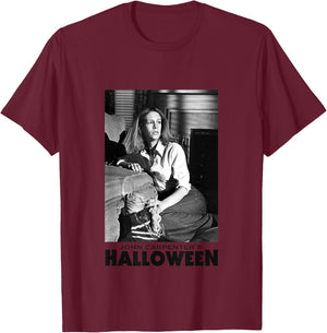 Halloween Laurie Strode Hiding From Michael T-Shirt - T-Shirt | Maroon