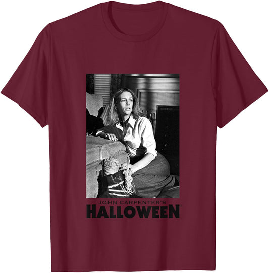 Halloween Laurie Strode Hiding From Michael T-Shirt - T-Shirt | Maroon