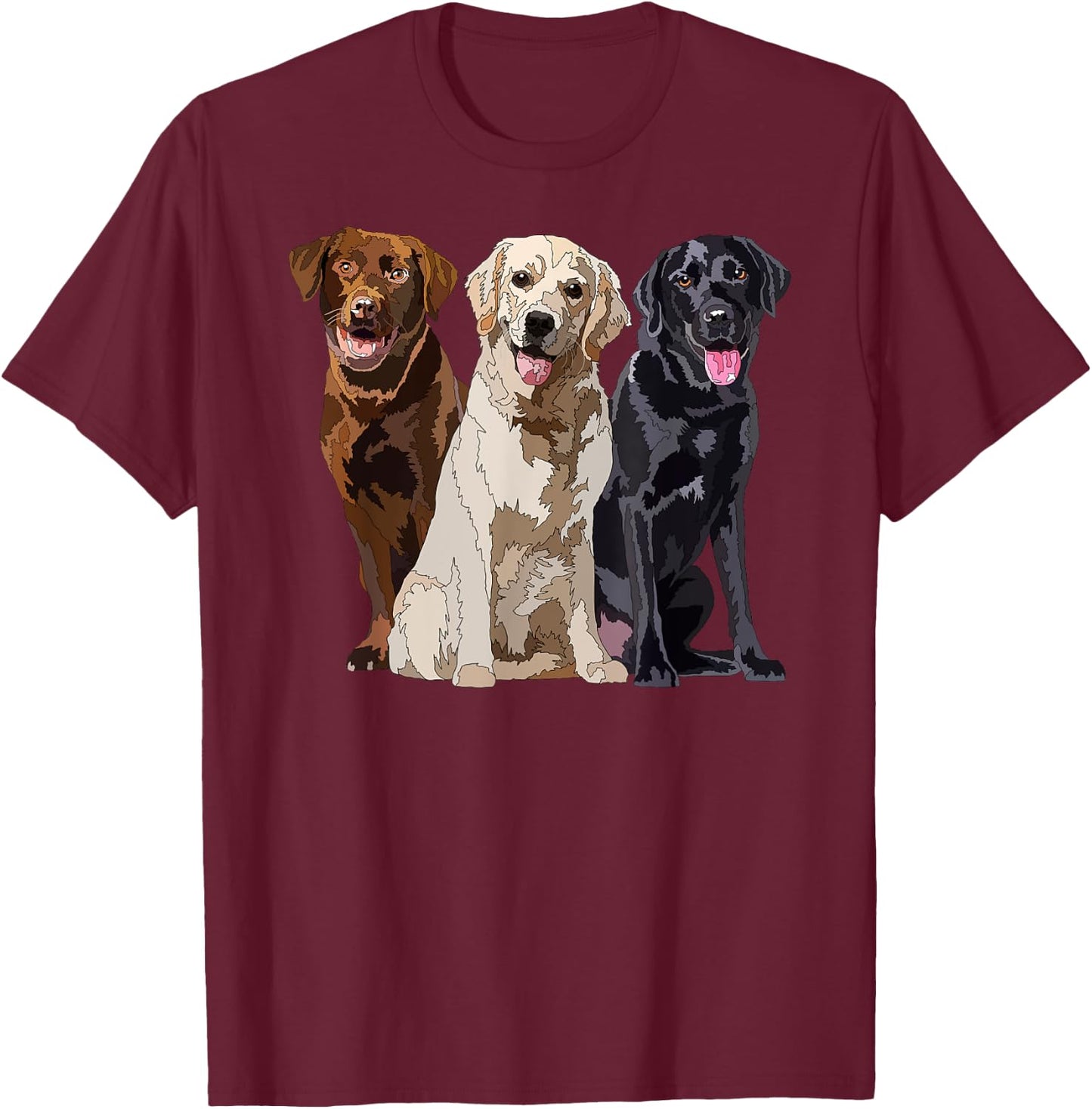 Happy Labrador Retriever Golden Black Brown Chocolate Lab T-Shirt - T-Shirt | Maroon