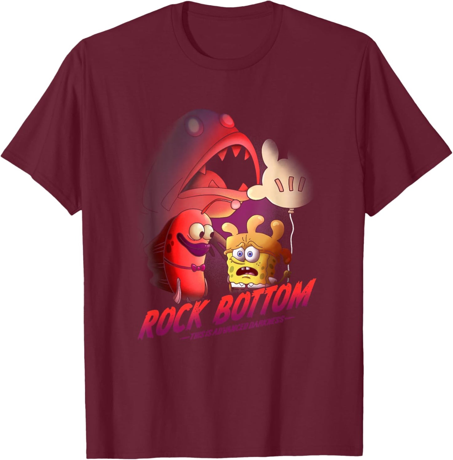 SpongeBob SquarePants Rock Bottom This Is Advanced Darkness T-Shirt - T-Shirt | Maroon