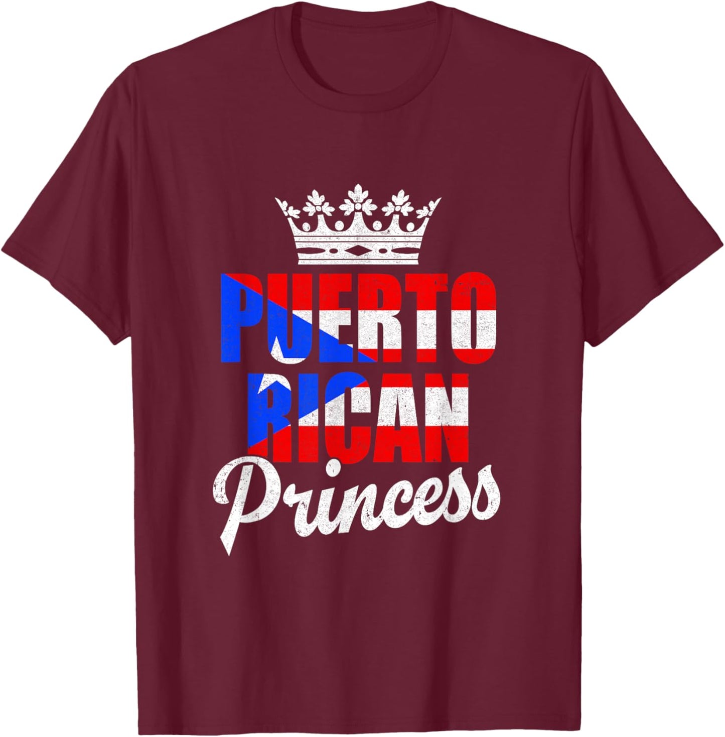 Funny Puerto Rico Graphic Women Girls Puerto Rican Princess T-Shirt - T-Shirt | Maroon
