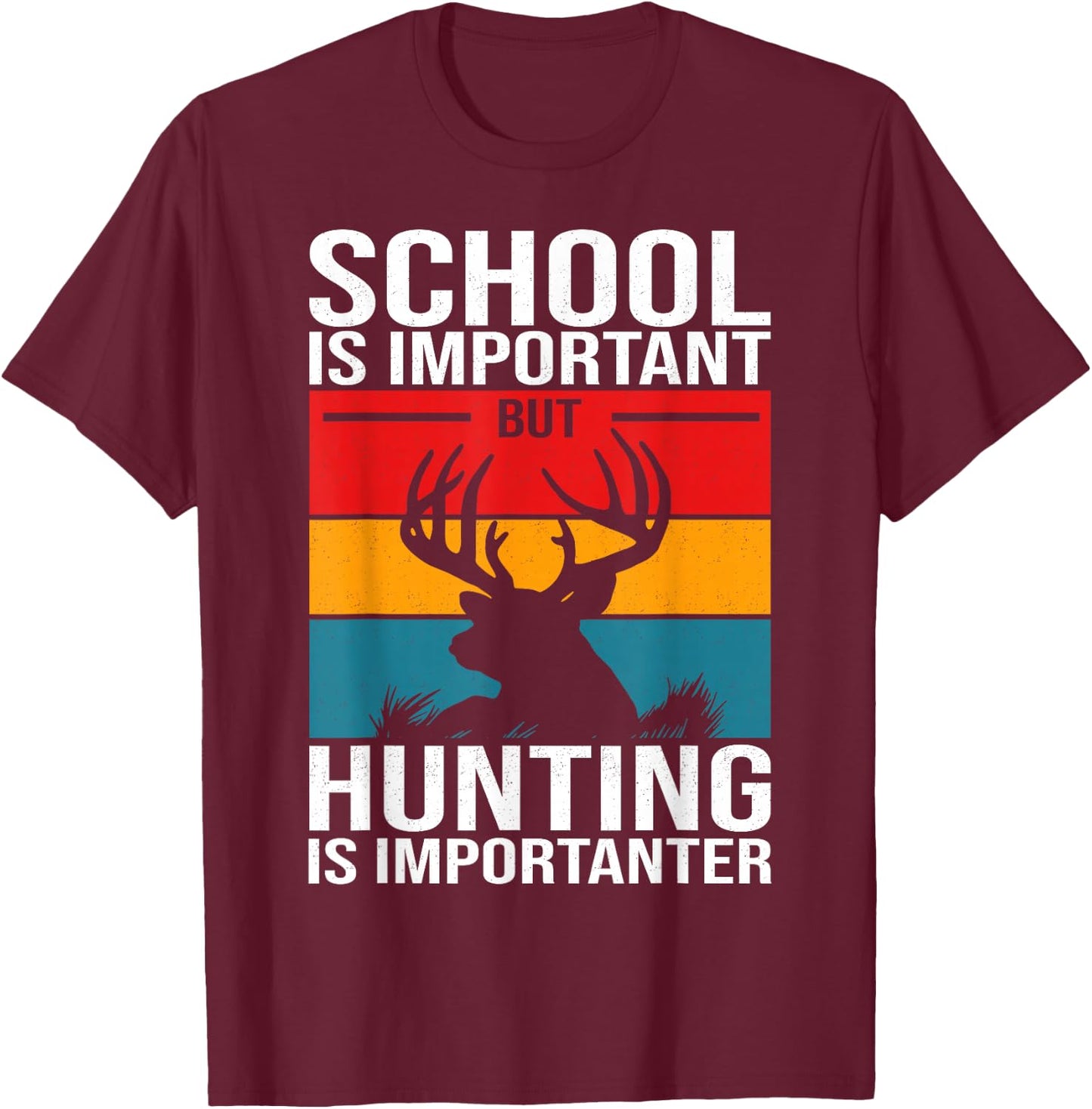 Funny Hunting Art Boys Kids Hunter Deer Clothes T-Shirt - T-Shirt | Maroon