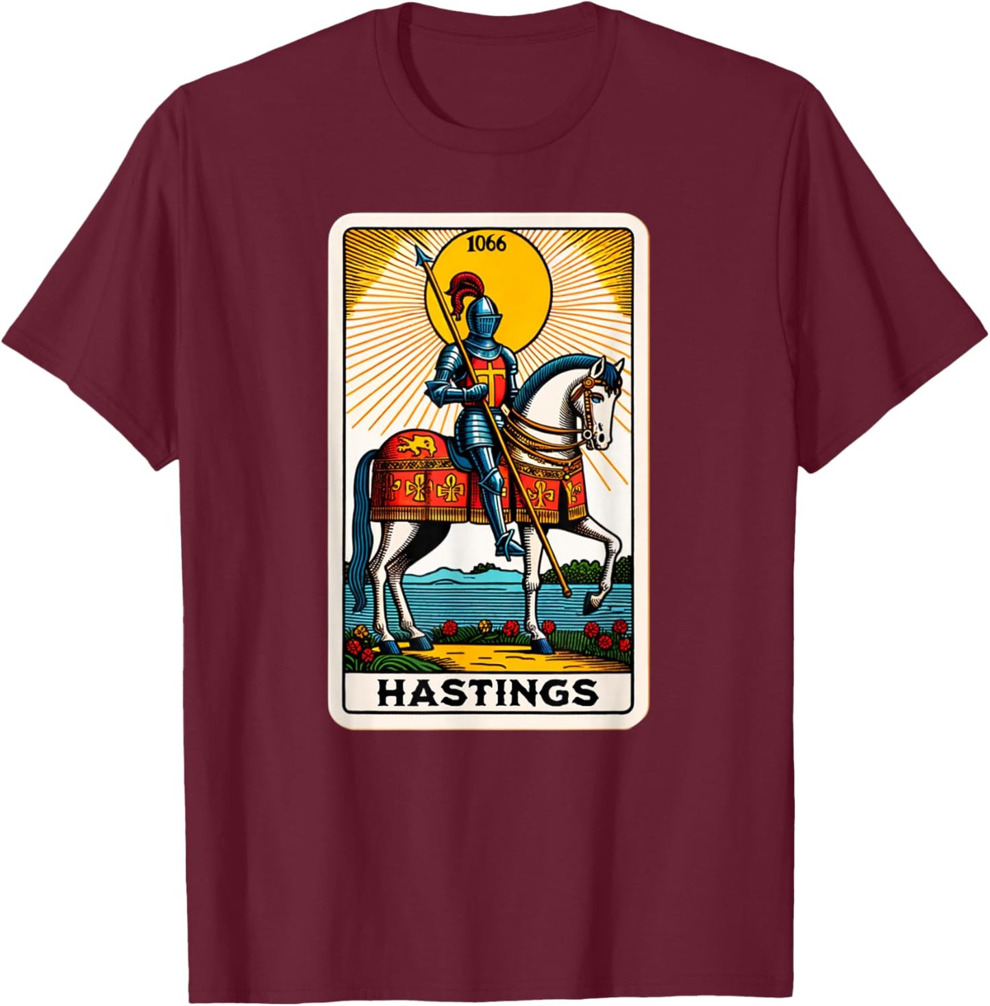 Battle Of Hastings Tarot Card 1066 T-Shirt - T-Shirt | Maroon