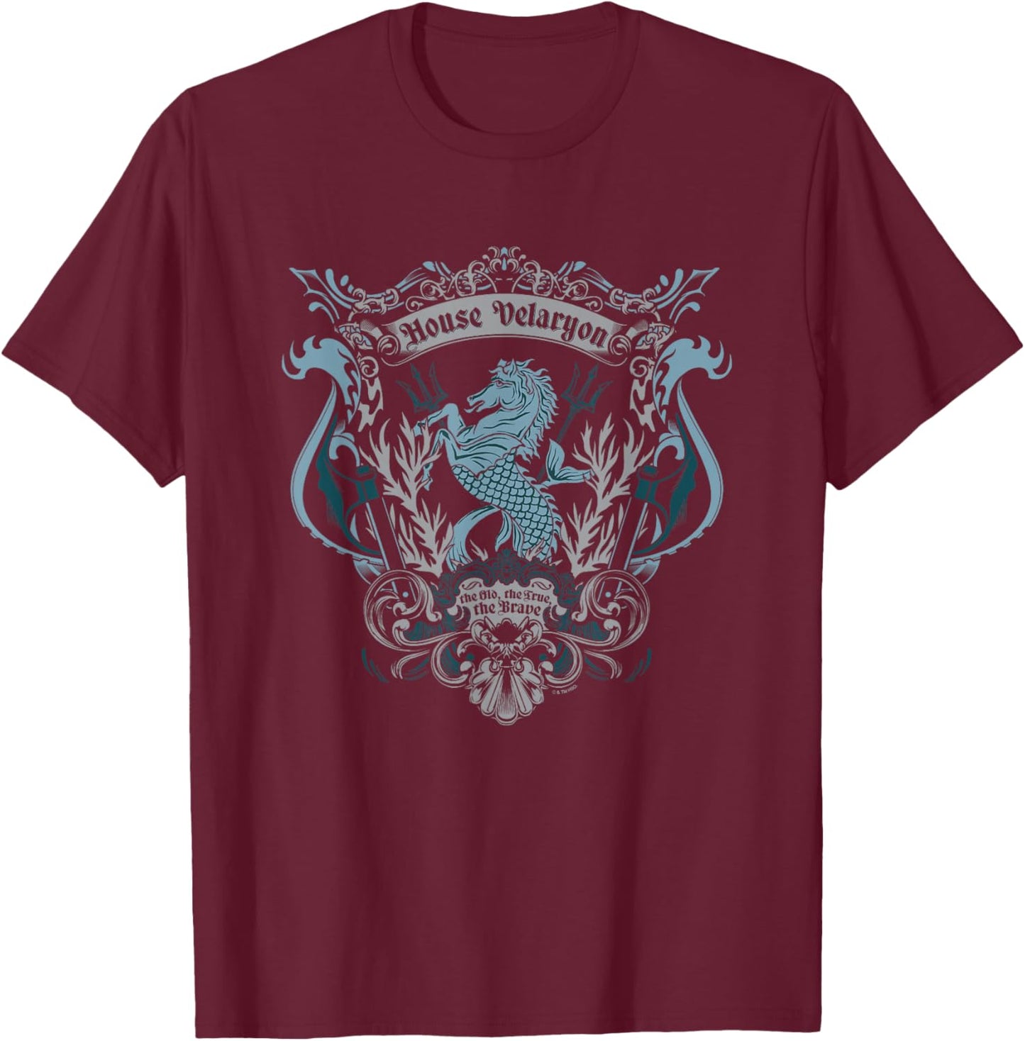 Game Of Thrones Iconic House Velaryon Old True Brave Logo T-Shirt - T-Shirt | Maroon
