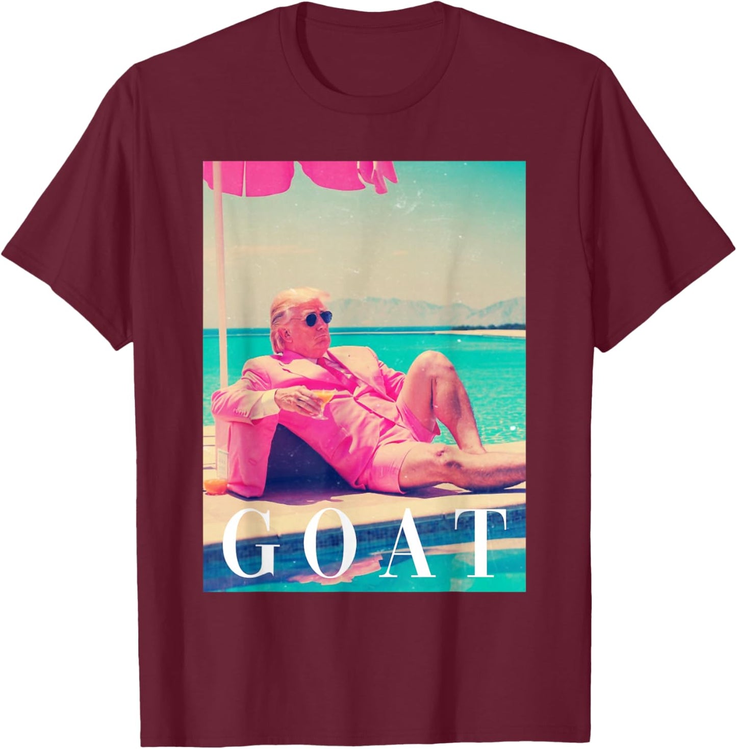 Trump GOAT Shirt Summer 2024 Retro Funny Pink Donald Trump T-Shirt - T-Shirt | Maroon