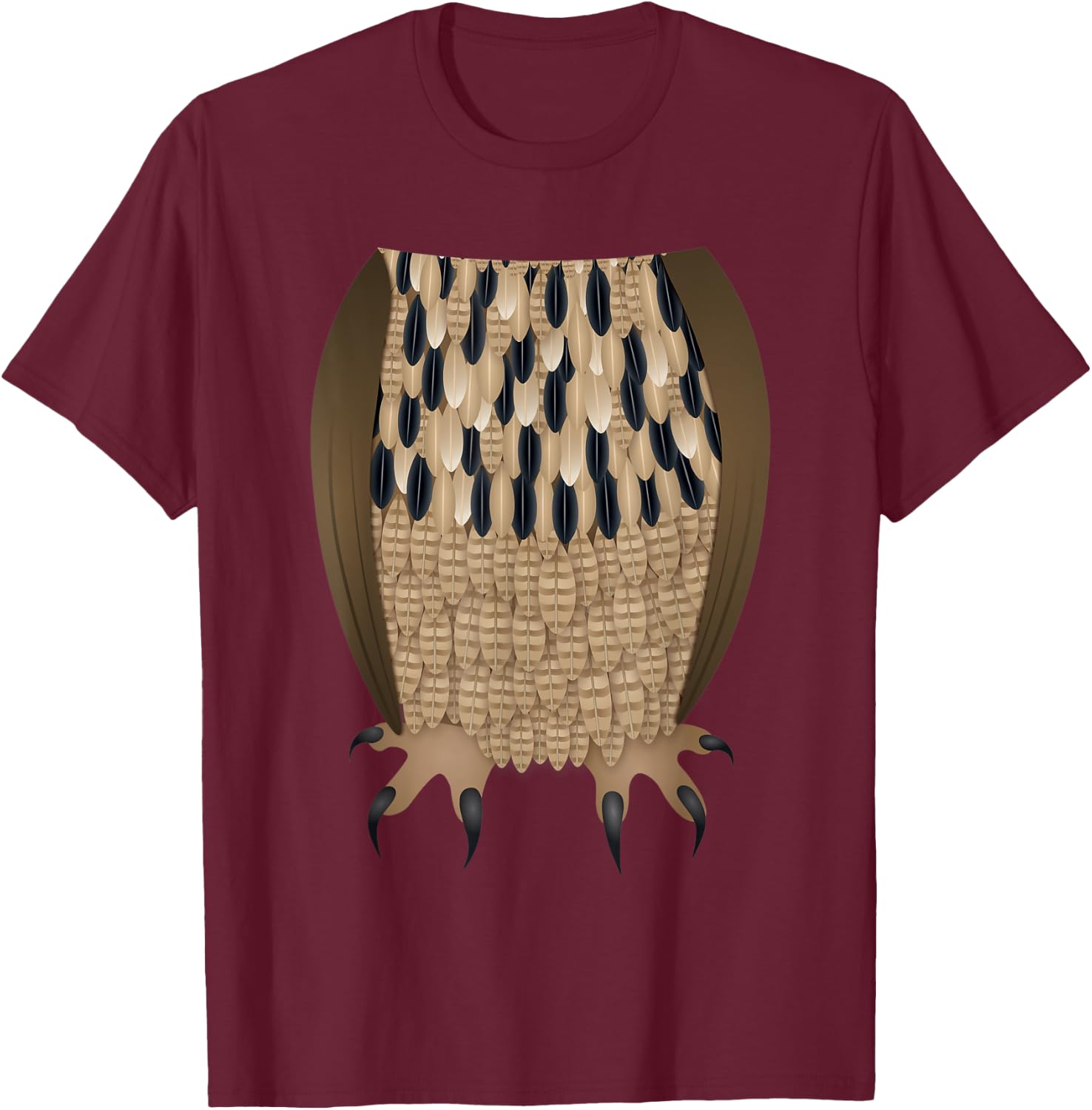 Funny Owl Easy Headless Halloween Costume Bird Outfit T-Shirt - T-Shirt | Maroon