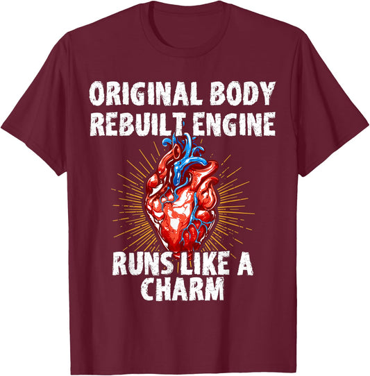 Original Body Rebuilt Engine Runs Like A Charm Vintage T-Shirt - T-Shirt | Maroon