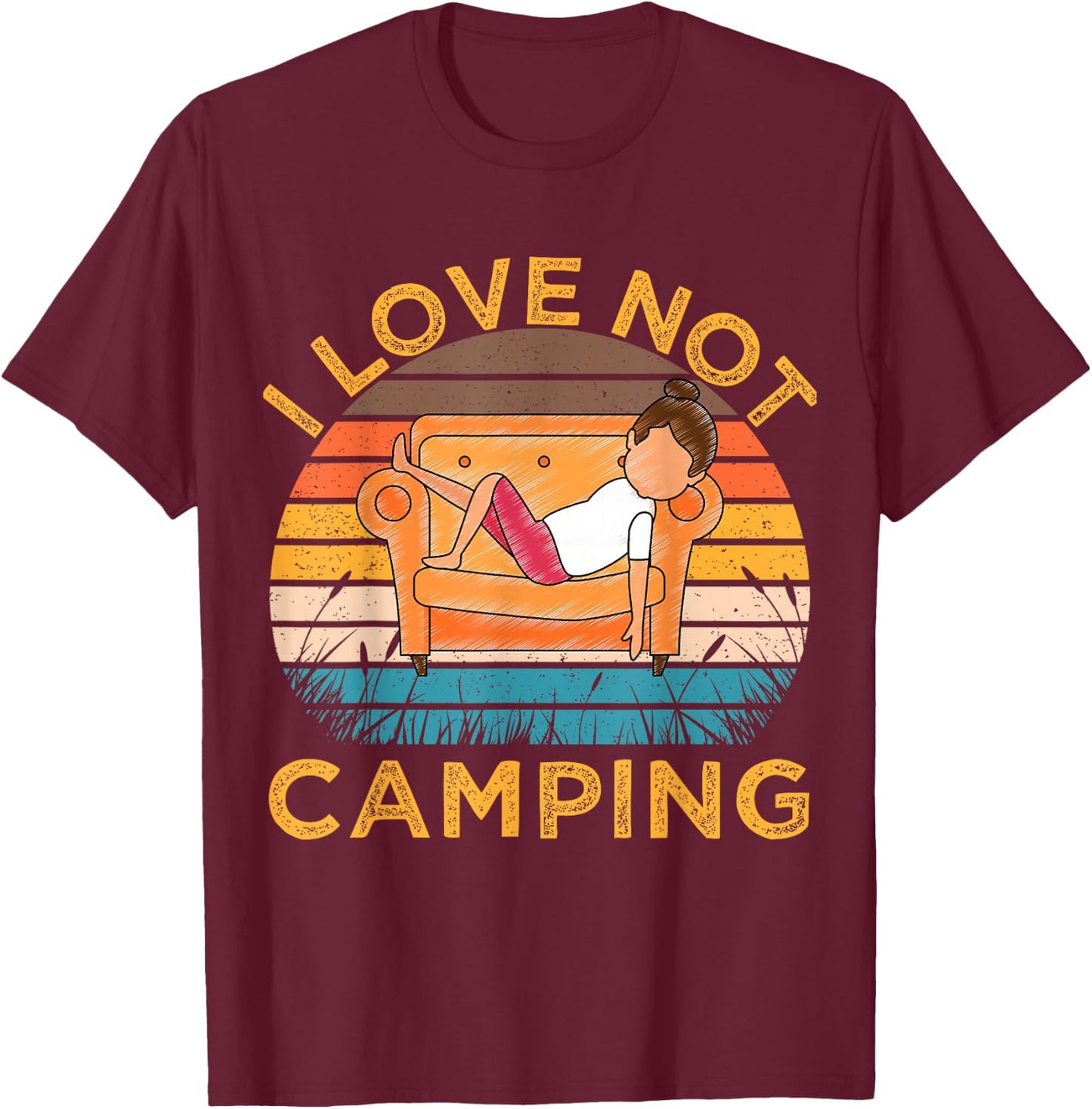 Indoorsy Girls I Love Not Camping Vintage Homebody Mom Girl T-Shirt - T-Shirt | Maroon