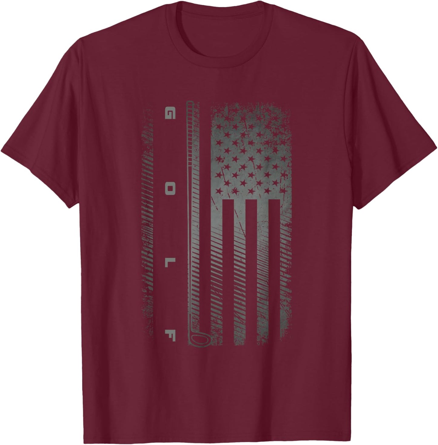 American Flag Golfer Golf T-Shirt - T-Shirt | Maroon