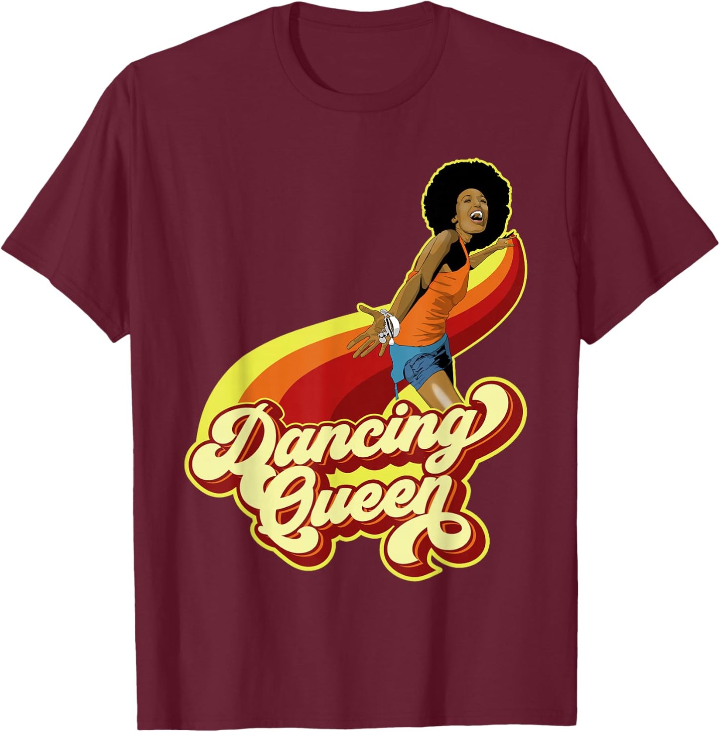 70s Dancing Afro Funk Queen T-Shirt - T-Shirt | Maroon