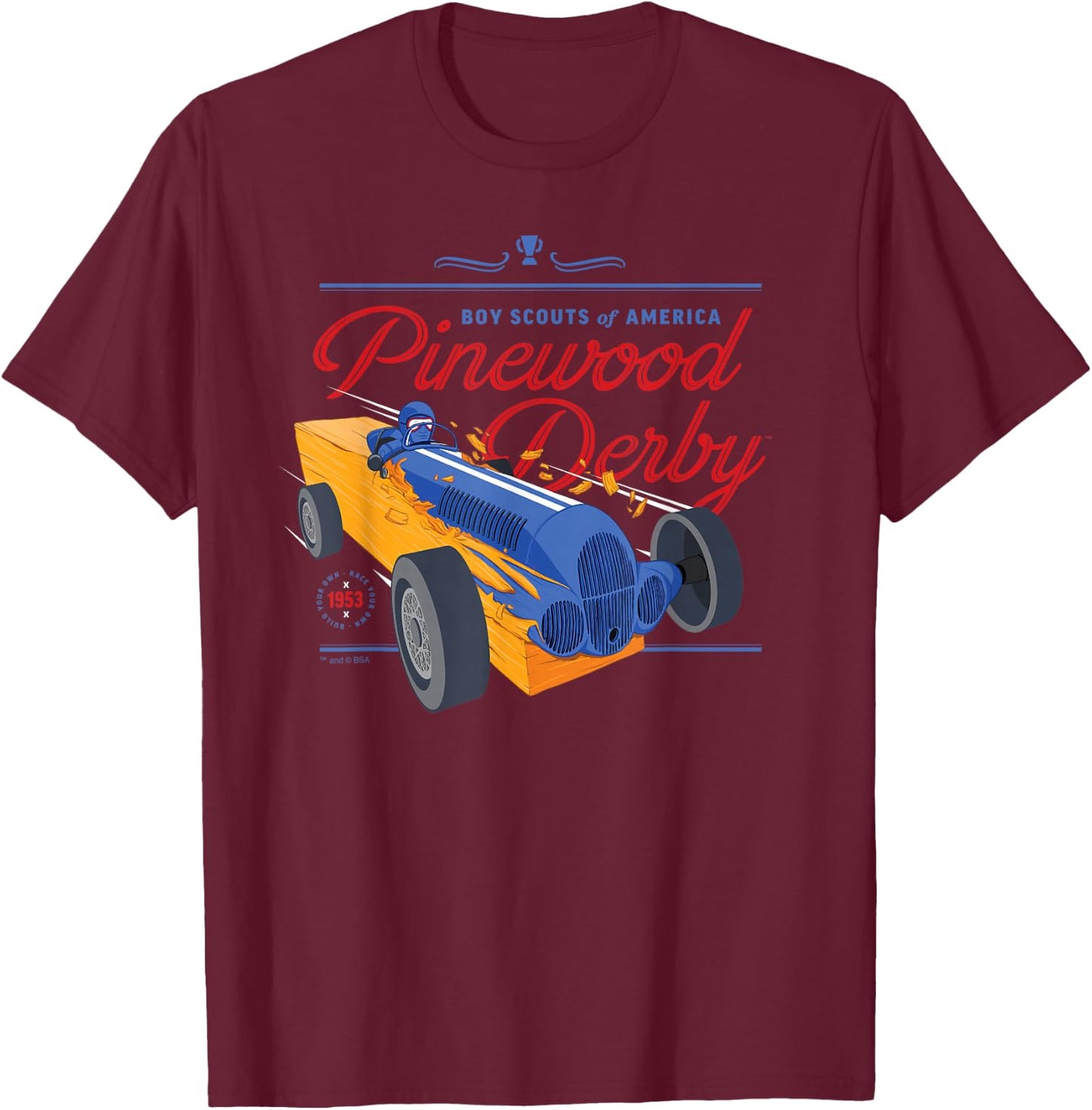 Pinewood Derby (Block Car) T-Shirt - T-Shirt | Maroon