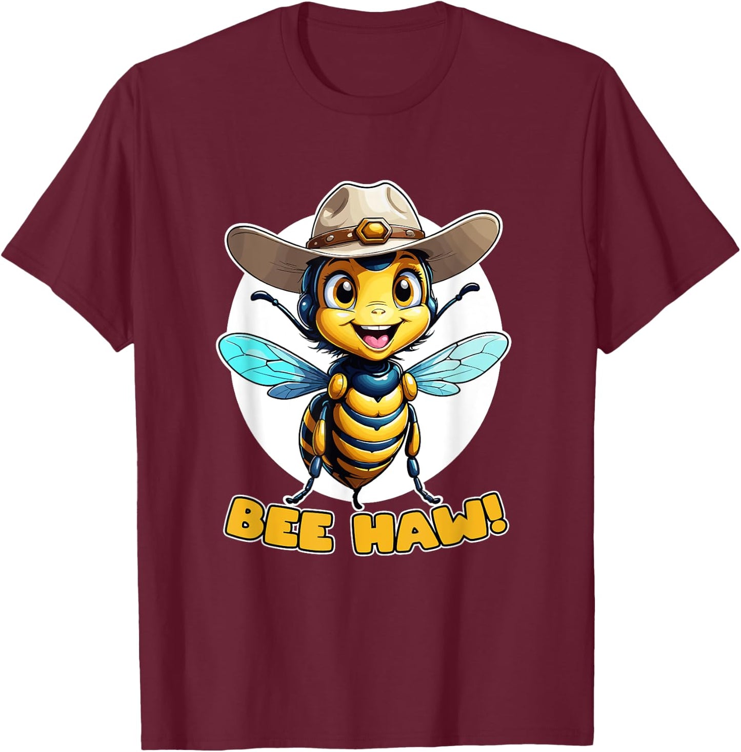 Funny Bee Haw Bumblebee Girl Cowboy Hat T-Shirt - T-Shirt | Maroon