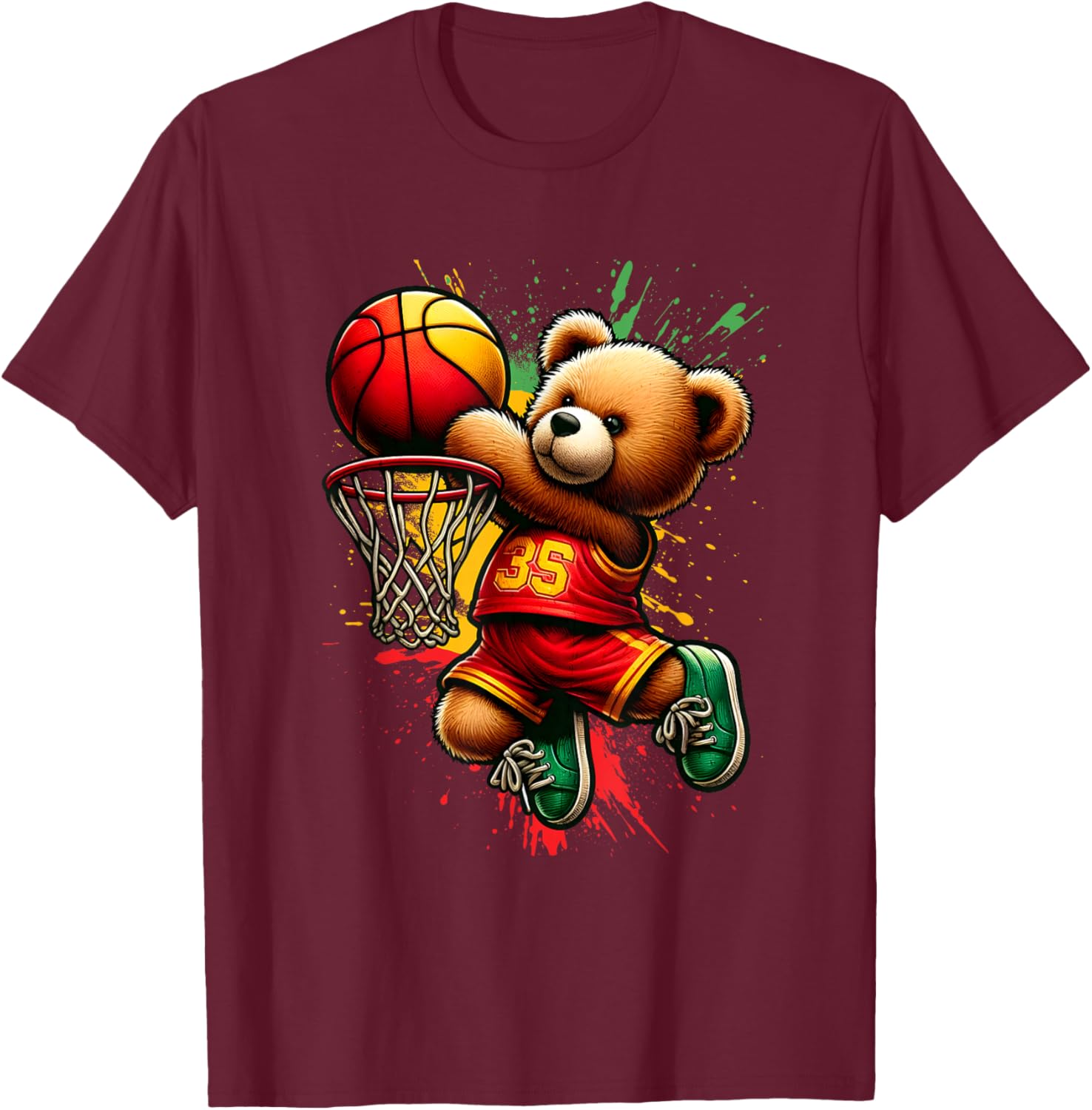 Black King Dunking Basketball Black history Teddy Bear 1865 T-Shirt - T-Shirt | Maroon