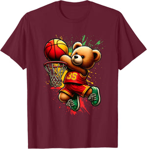 Black King Dunking Basketball Black history Teddy Bear 1865 T-Shirt - T-Shirt | Maroon