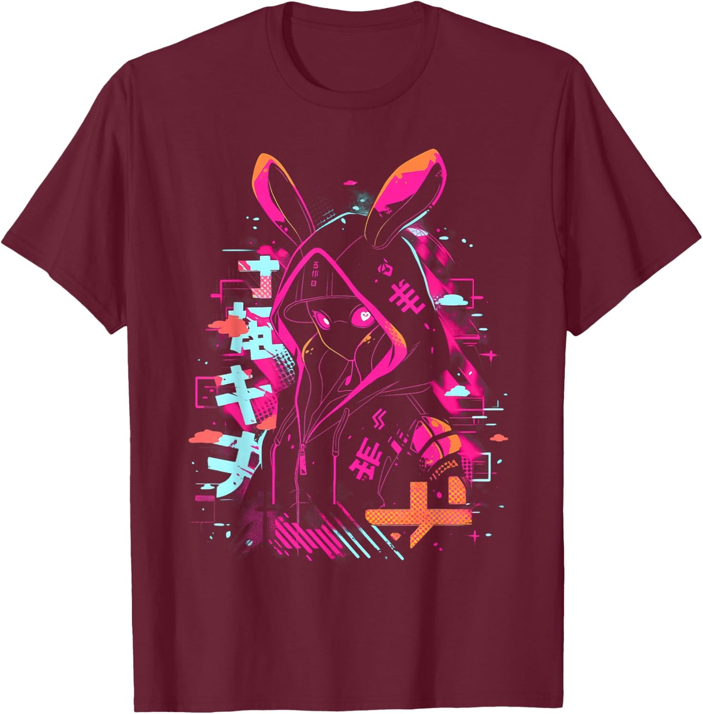 Anime Manga Cyberpunk Aesthetic Techwear Harajuku T-Shirt - T-Shirt | Maroon
