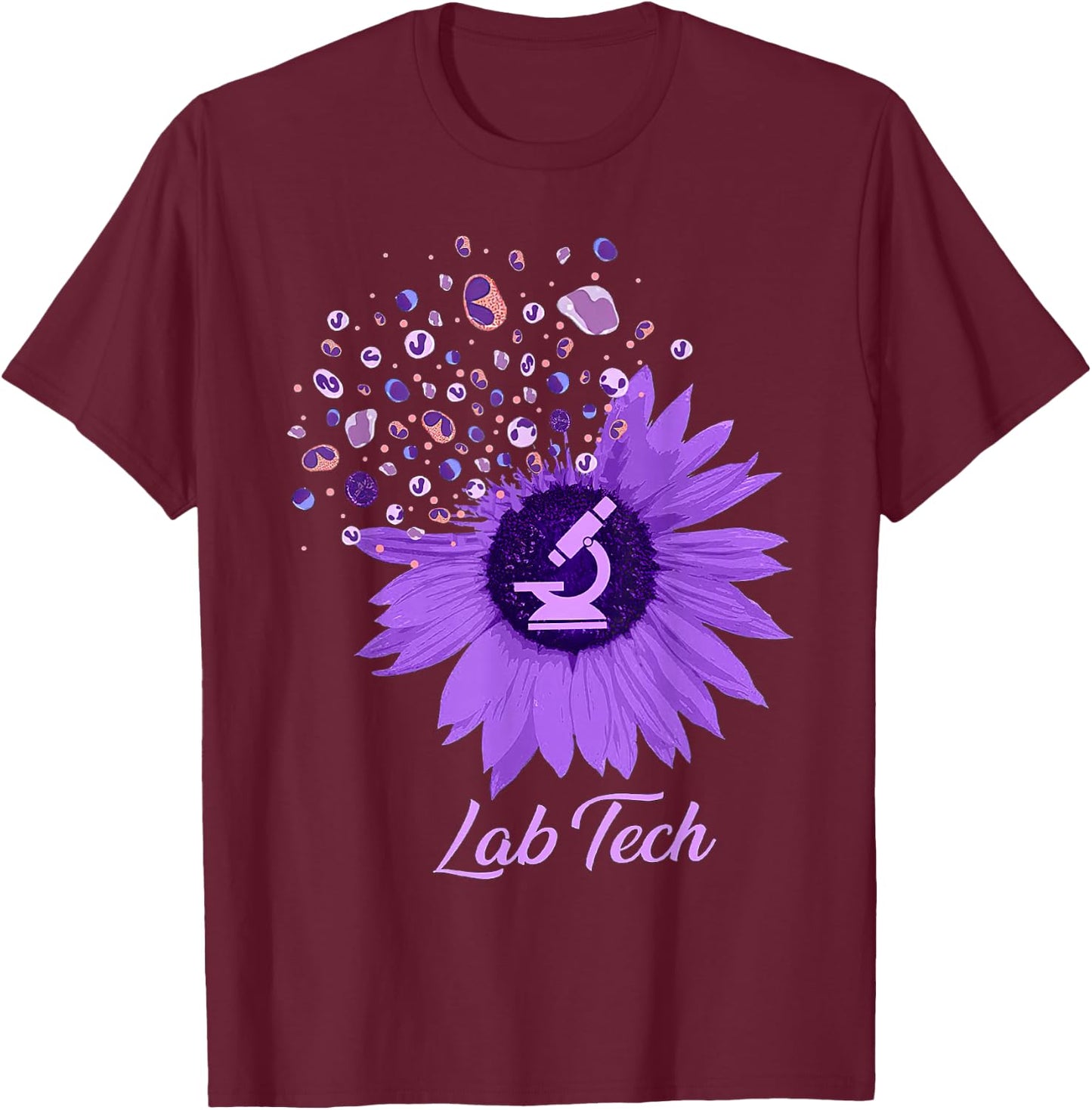 Lab Tech SunFlower Med Tech Funny Medical Technician Lab T-Shirt - T-Shirt | Maroon