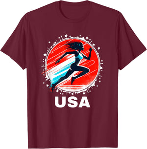 Track and Field Shirt Track & Field Apparel Run USA T-Shirt - T-Shirt | Maroon