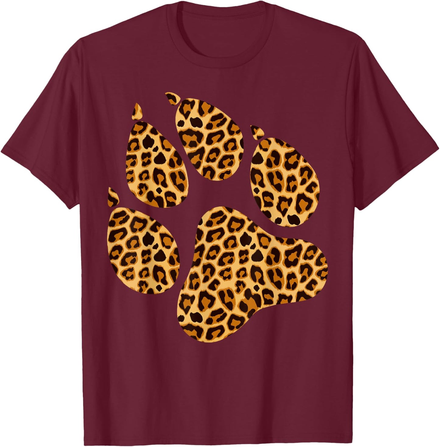 Funny Leopard Print Paw | Cool Cheetah Skin Boys Girls Gift T-Shirt - T-Shirt | Maroon