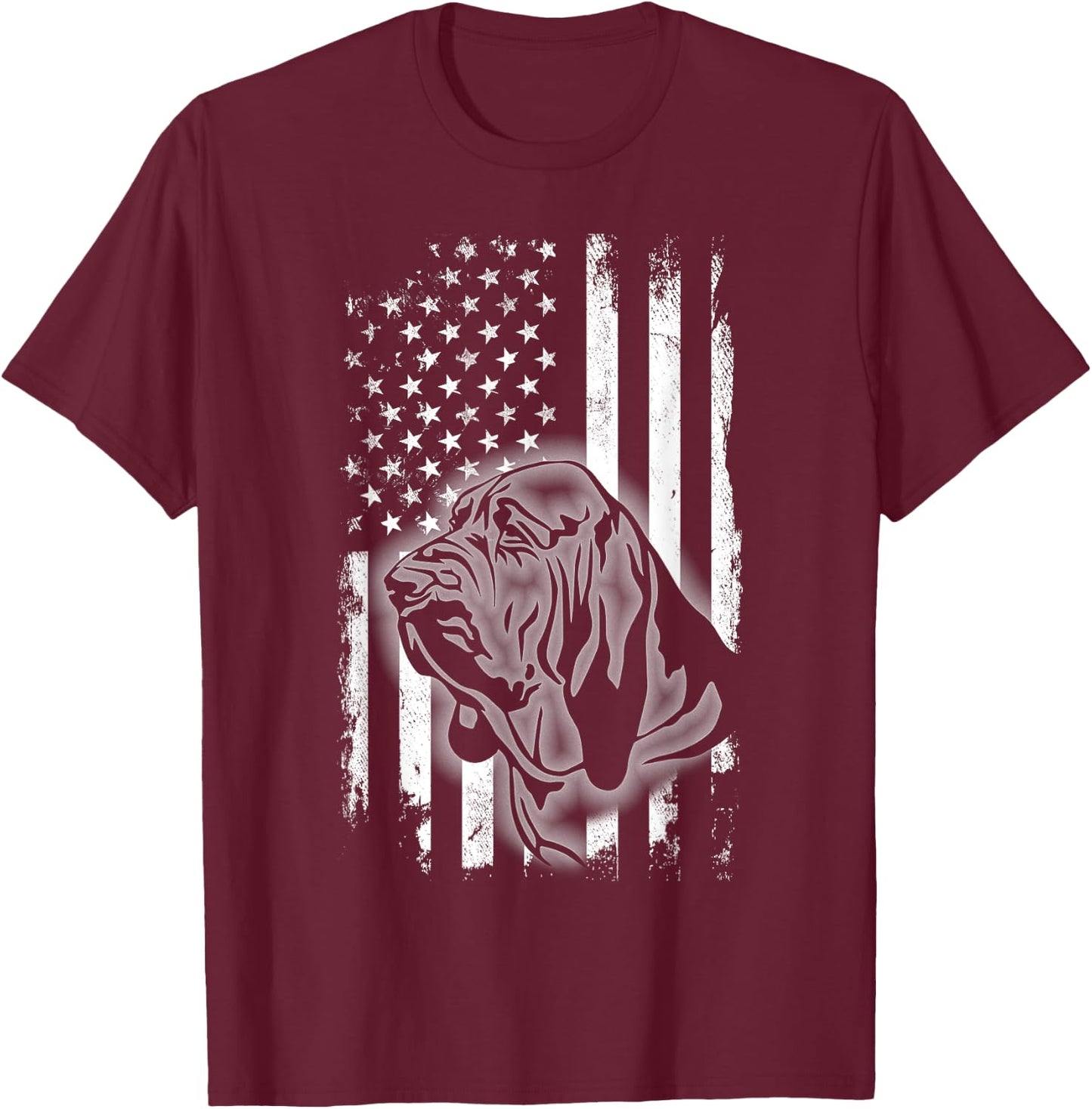 Bloodhound American Flag Cool USA Patriotic Dog Lover Gift T-Shirt - T-Shirt | Maroon