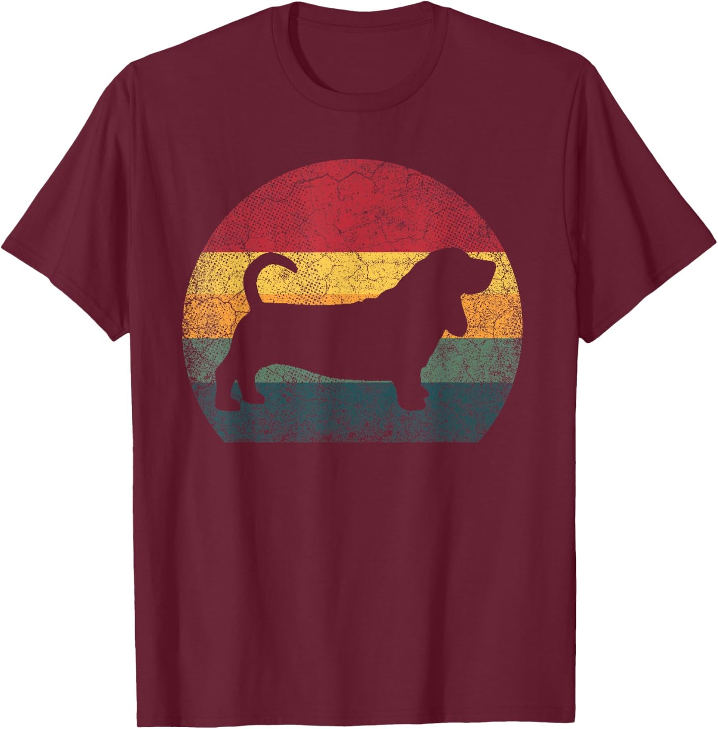 Basset Hound Dog Vintage Distressed Retro Style Men Women T-Shirt - T-Shirt | Maroon