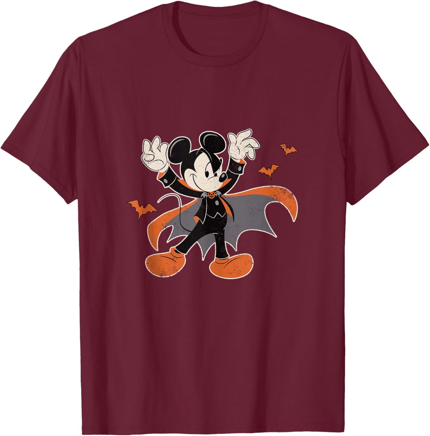 Disney Mickey Mouse Spooky Dracula Costume Halloween T-Shirt - T-Shirt | Maroon