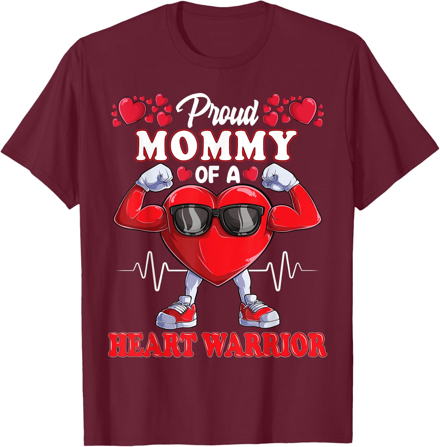 Proud Mommy of a Heart Warrior CHD Awareness T-Shirt - T-Shirt | Maroon