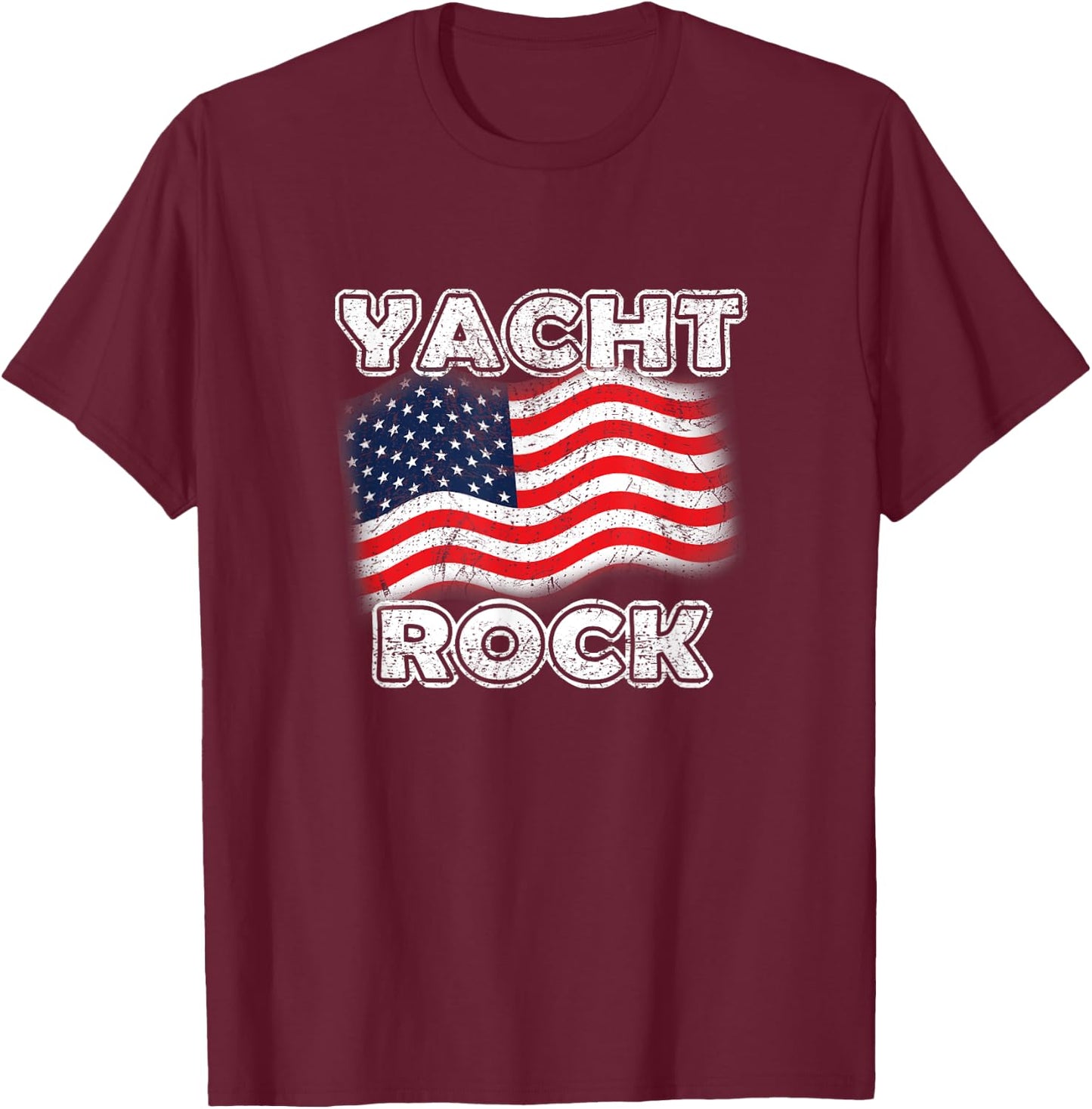 Yacht Rock American Flag Fun July 4th Maritime Vintage Style Women Men T-Shirt - T-Shirt | Maroon