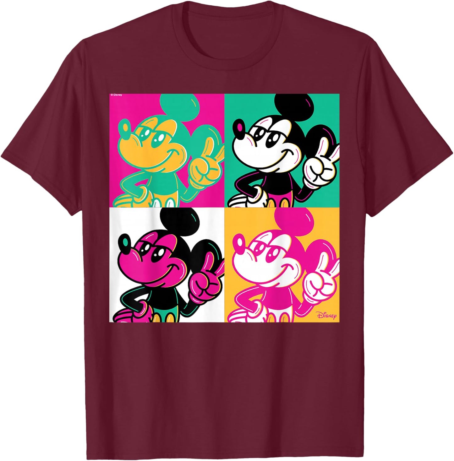 Mickey Mouse - Warhol Pop Art T-Shirt - T-Shirt | Maroon