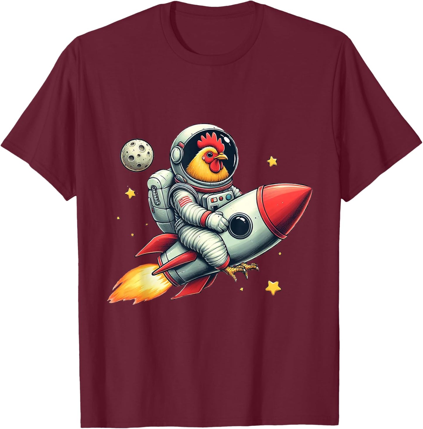 Space Astronaut Chicken A Stellar Pick for Chicken Lovers T-Shirt - T-Shirt | Maroon