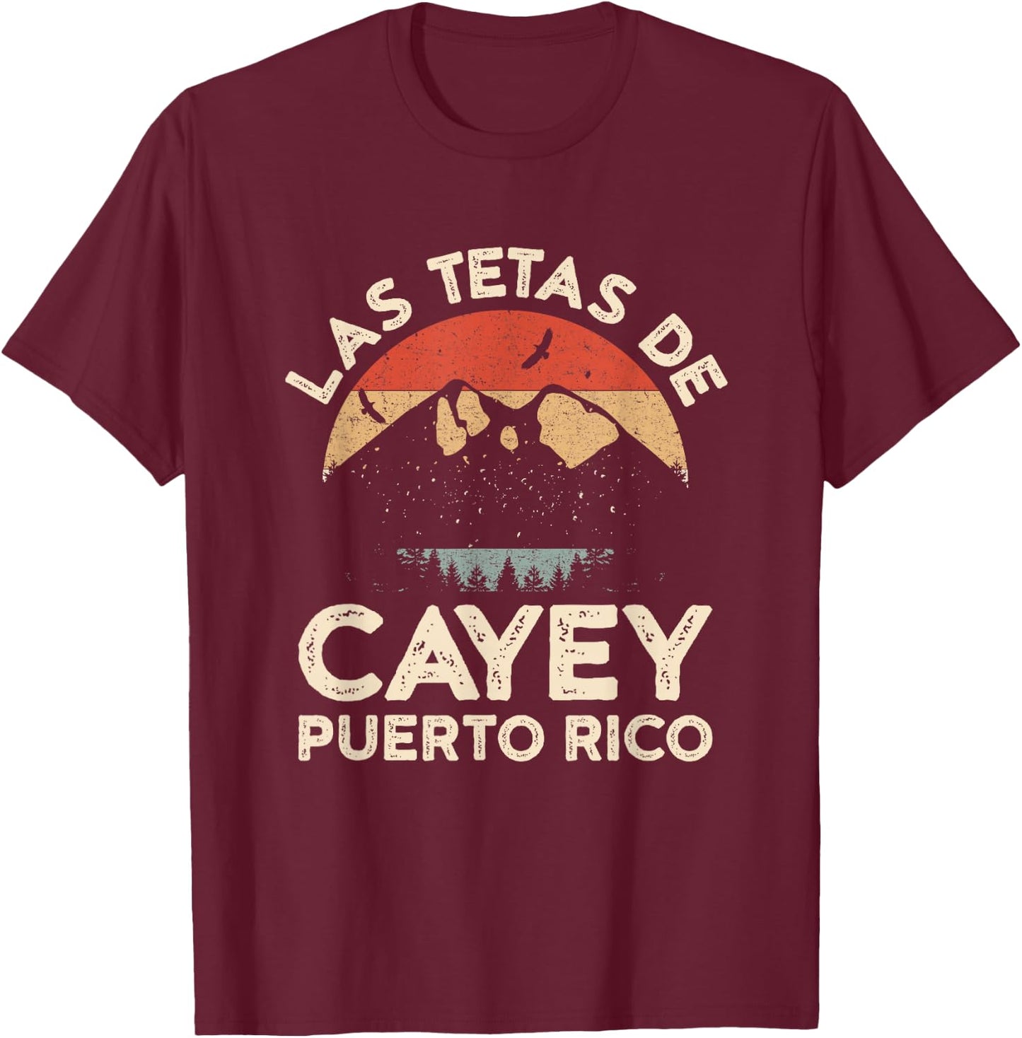 Las Tetas De Cayey Puerto Rico Retro Vintage Graphic T-Shirt - T-Shirt | Maroon