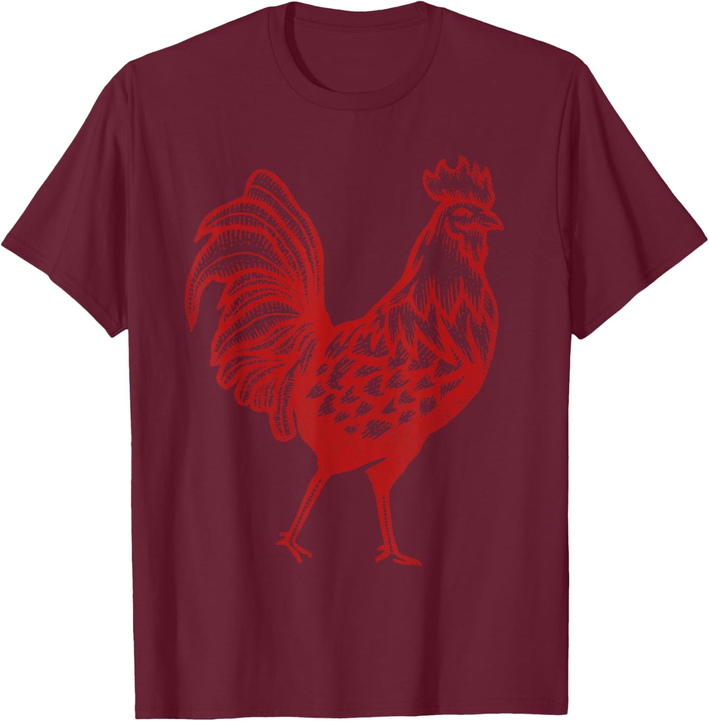 Vintage Red Rooster Farmer Retro Rooster T-Shirt - T-Shirt | Maroon