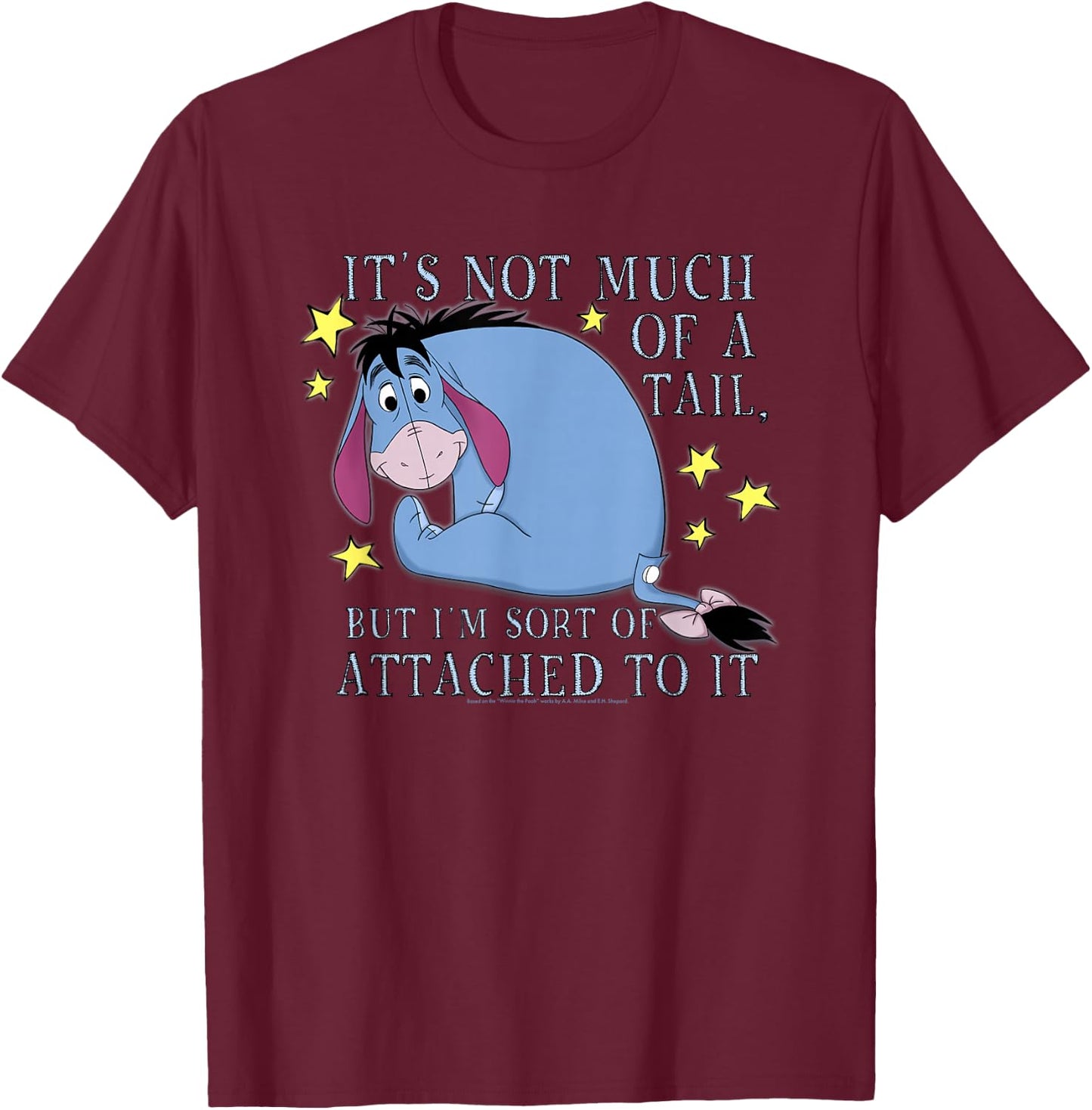 Disney Winnie The Pooh Eeyore Not Much of A Tail V2 Small T-Shirt - T-Shirt | Maroon
