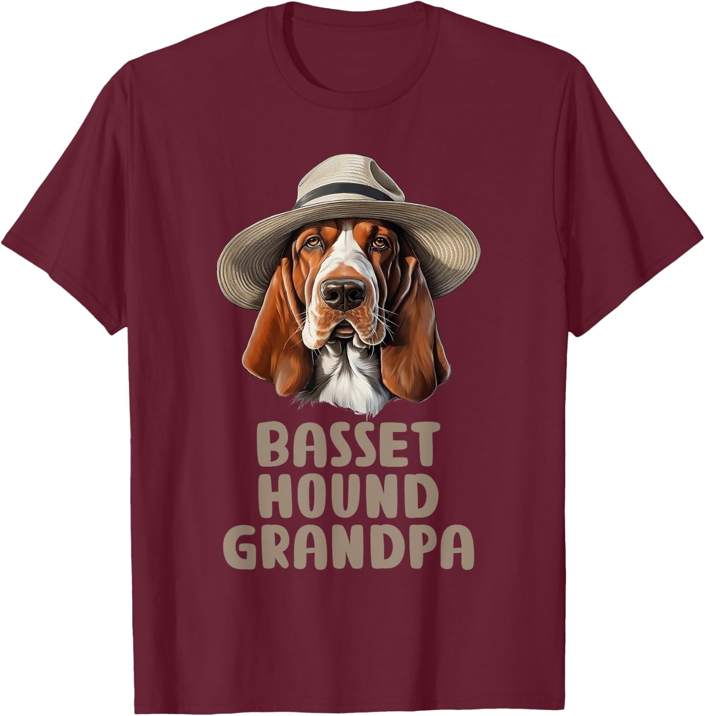 Basset Hound Grandpa Dog Lover Gift Funny Basset Hound Owner T-Shirt - T-Shirt | Maroon