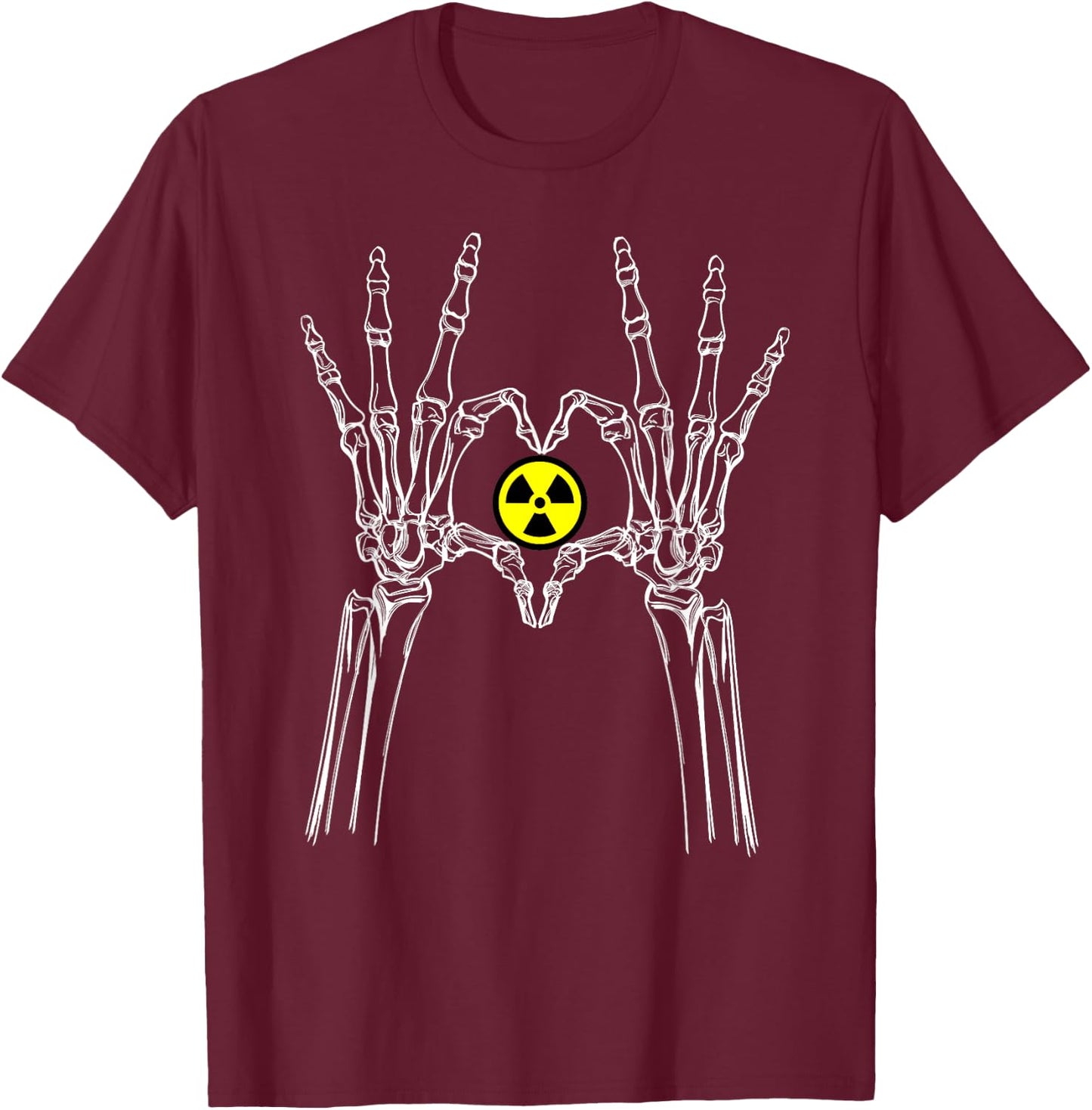 Funny Radioactive Gift Cool Nuclear Biohazard Logo T-Shirt - T-Shirt | Maroon