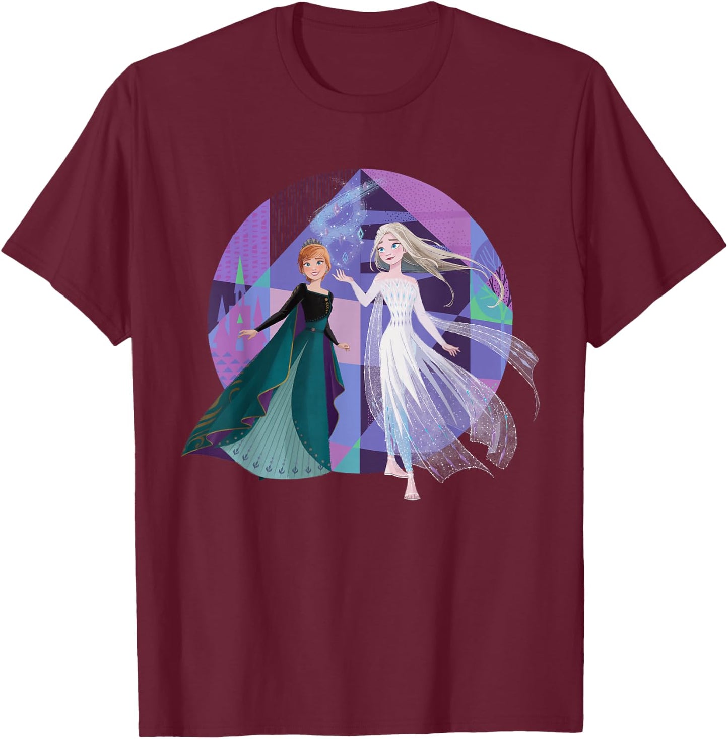 Disney Frozen 2 Queen Anna and Snow Queen Elsa T-Shirt - T-Shirt | Maroon