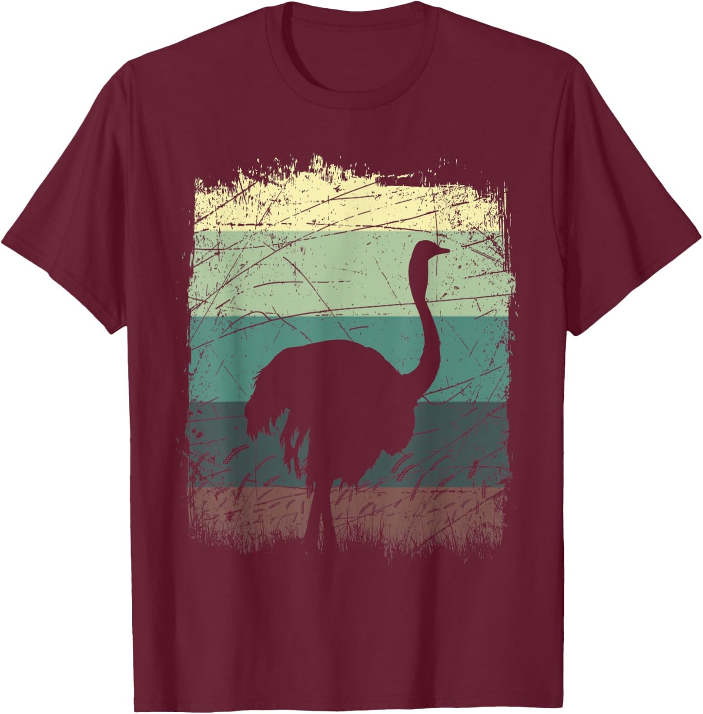 Safari Animal Ostrich T-Shirt - T-Shirt | Maroon