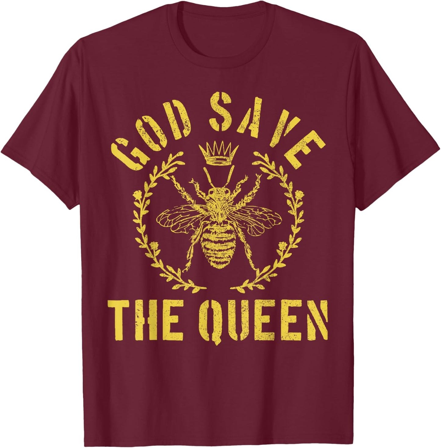 God Save The Queen Bee Funny Beekeeper Gift T-Shirt - T-Shirt | Maroon