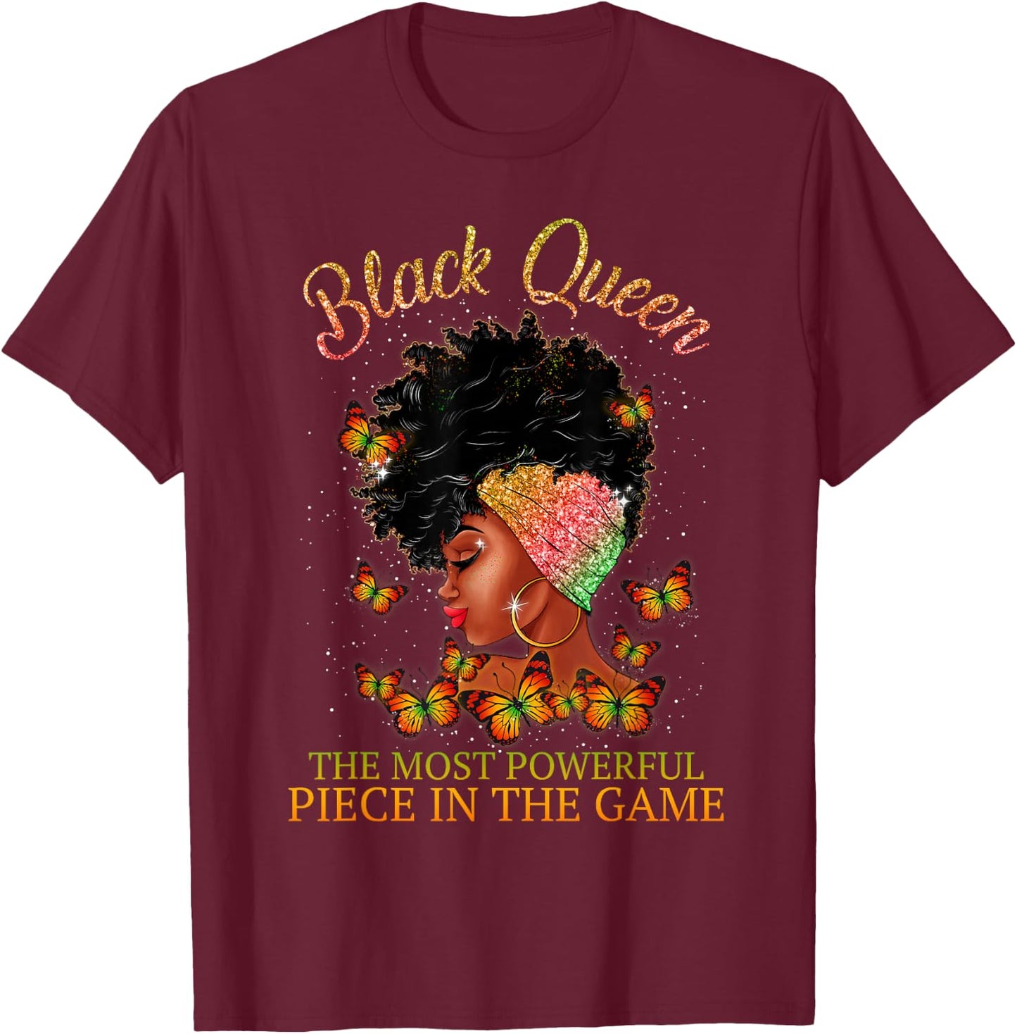 Black Queen The Most Powerful Piece in The Game Melanin Girl T-Shirt - T-Shirt | Maroon