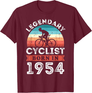 Legendary Cyclist born 1954 70th Birthday Gifts Cycling T-Shirt - T-Shirt | Maroon