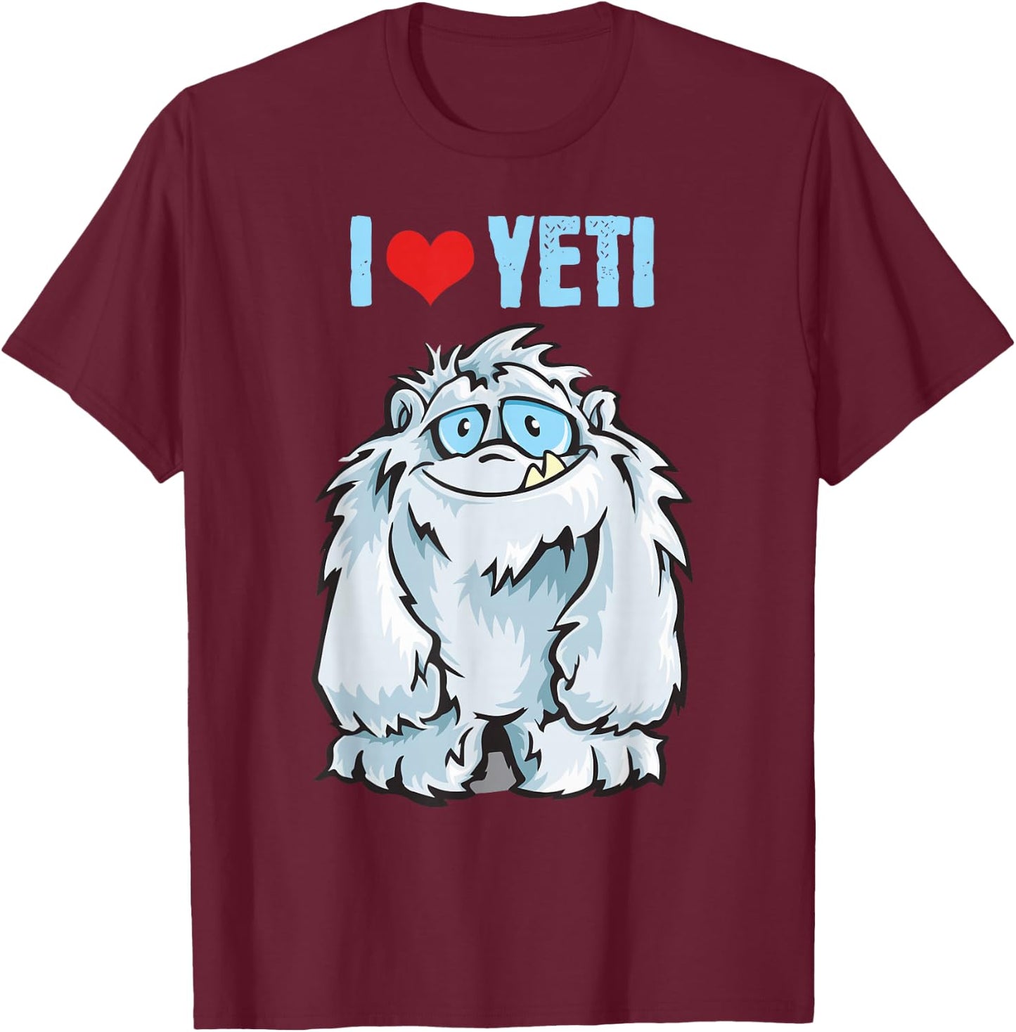 I Heart Yeti - I Love Yeti Men Girls Boys T-Shirt - T-Shirt | Maroon
