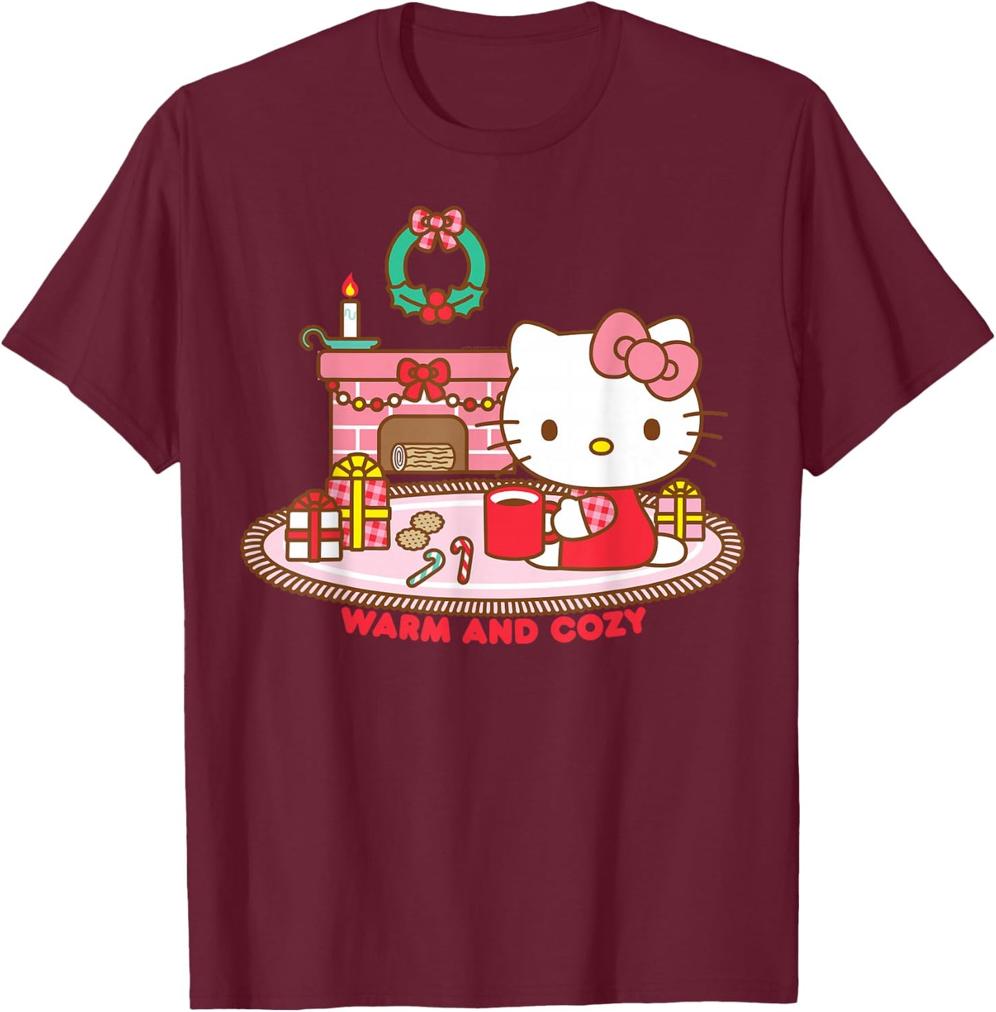 Hello Kitty Warm and Cozy Christmas T-Shirt - T-Shirt | Maroon